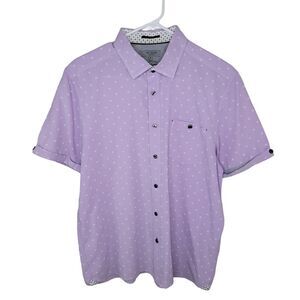 Ted Baker London lavender button-up short sleeve top shirt 5 (xl)